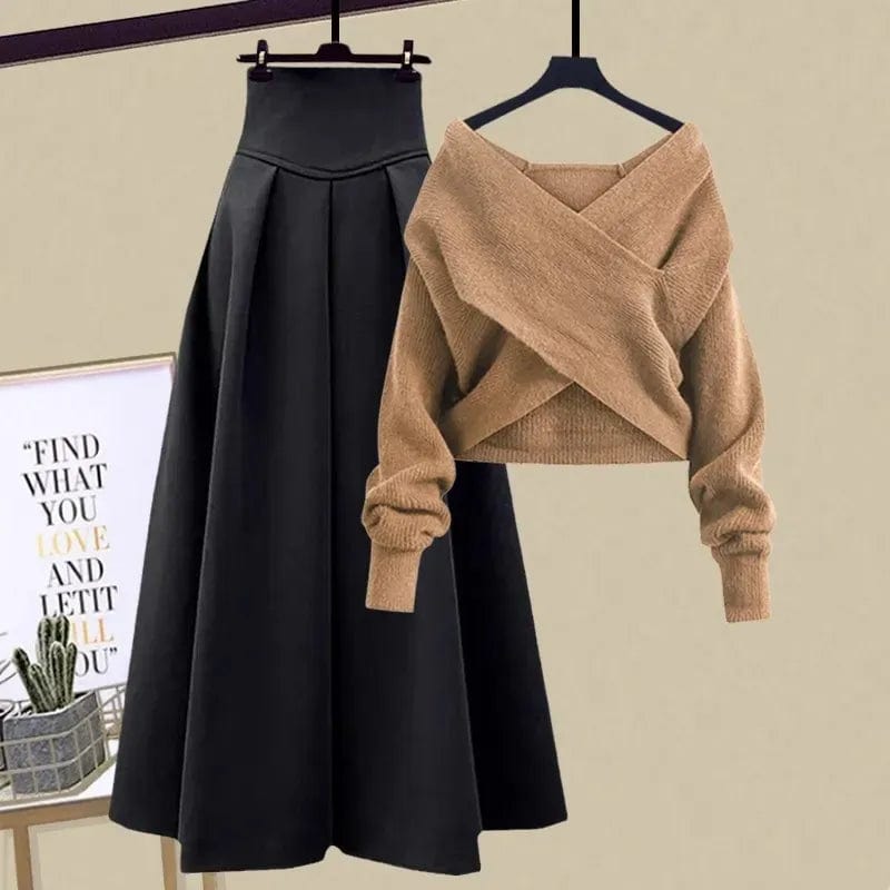 coloradoroommates Crop Sweater &amp; Pleated Skirt 2 Piece Set